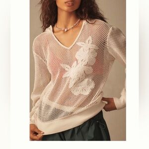 Embroidered mesh hoodie daily practice anthropologie